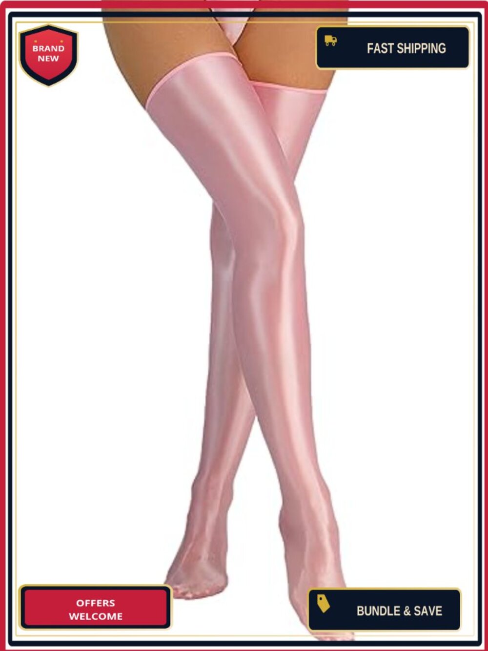 Women's Opaque Oil Shiny Thigh High Stockings Glossy Pantyhose Silk Tights